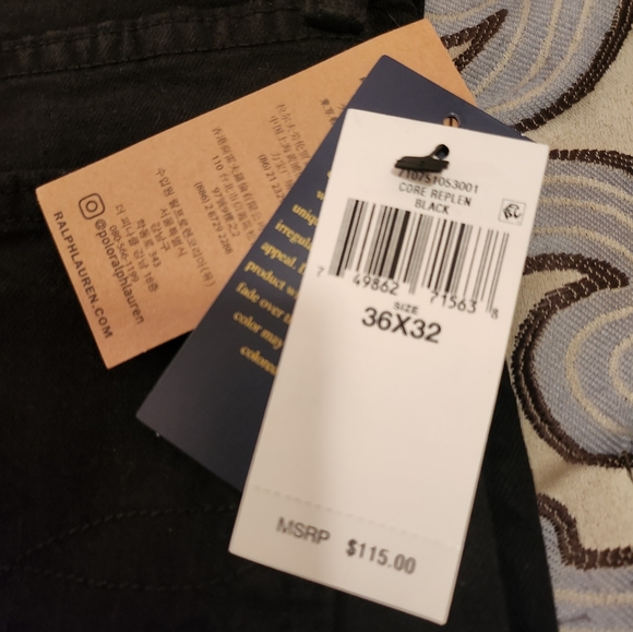 SOLD!! Polo Ralph Lauren Jeans Mens 36x32 Black Denim Sullivan Slim Stretch NWT! - Picture 5 of 12